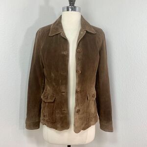 Vintage Eddie Bauer Seattle Suede Brown Jacket SM Washable Button Front Pocket